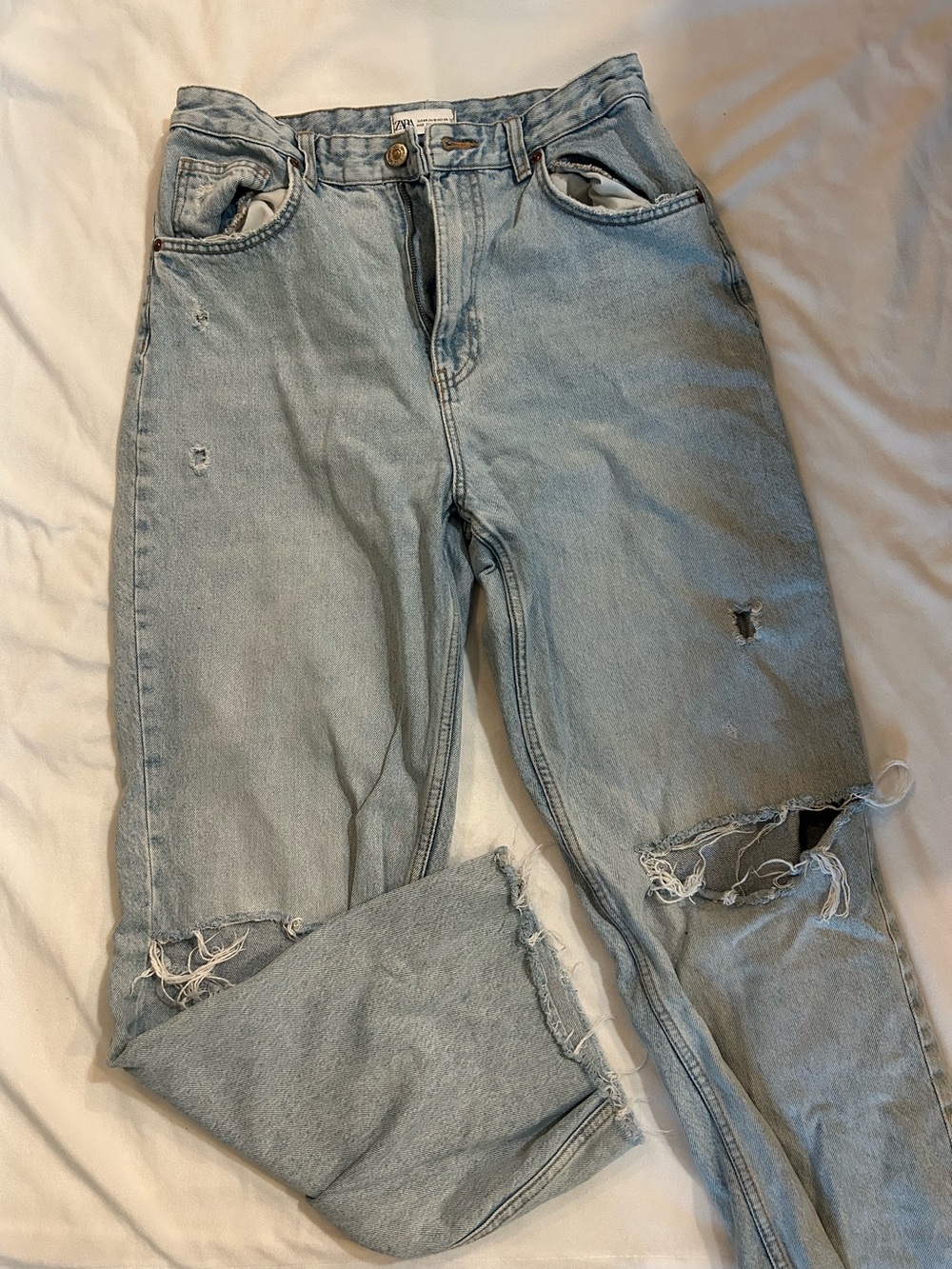 zara baggy distressed wide leg